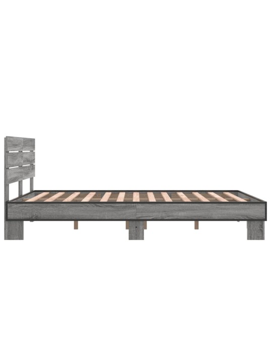 Rám postele šedý sonoma 140 x 190 cm kompozitní dřevo a kov