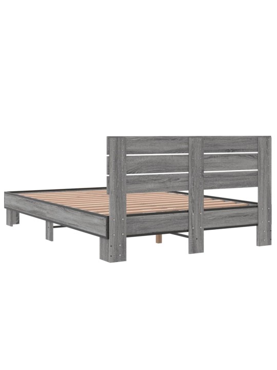Rám postele šedý sonoma 140 x 190 cm kompozitní dřevo a kov