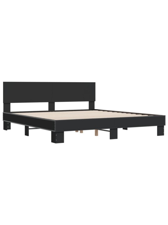 Rám postele černý 200 x 200 cm kompozitní dřevo a kov