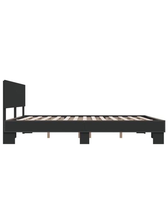 Rám postele černý 200 x 200 cm kompozitní dřevo a kov