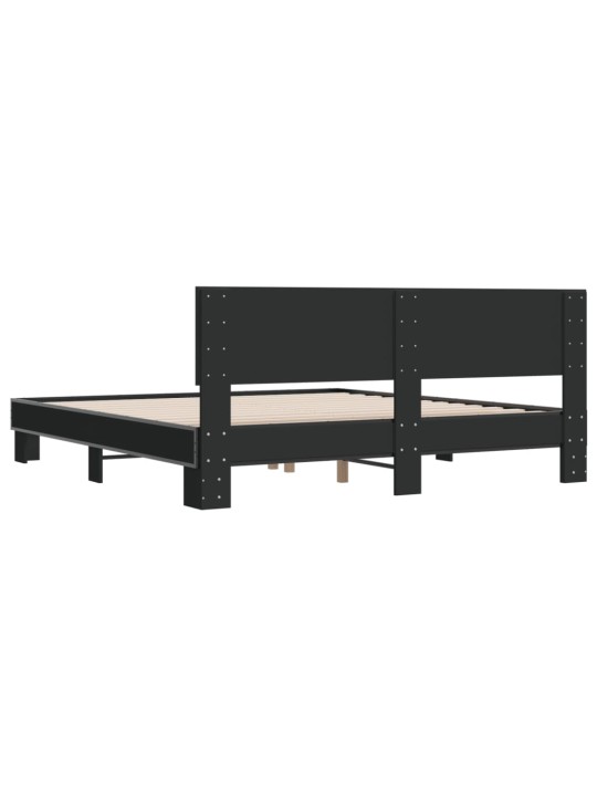 Rám postele černý 200 x 200 cm kompozitní dřevo a kov