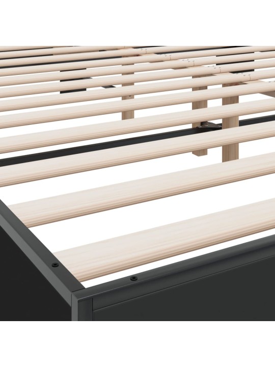 Rám postele černý 200 x 200 cm kompozitní dřevo a kov
