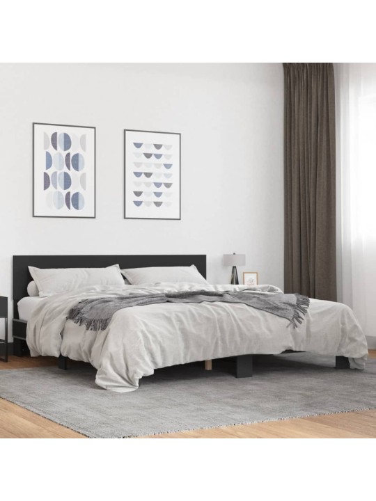 Rám postele černý 200 x 200 cm kompozitní dřevo a kov