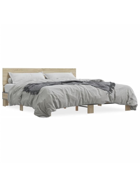 Rám postele dub sonoma 200 x 200 cm kompozitní dřevo a kov