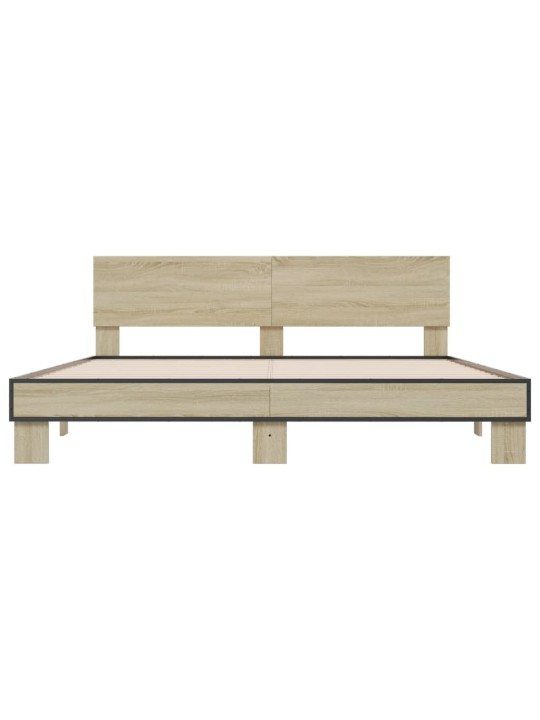 Rám postele dub sonoma 200 x 200 cm kompozitní dřevo a kov