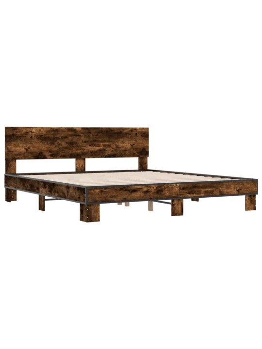 Rám postele kouřový dub 200 x 200 cm kompozitní dřevo a kov
