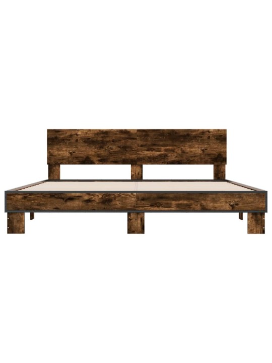 Rám postele kouřový dub 200 x 200 cm kompozitní dřevo a kov