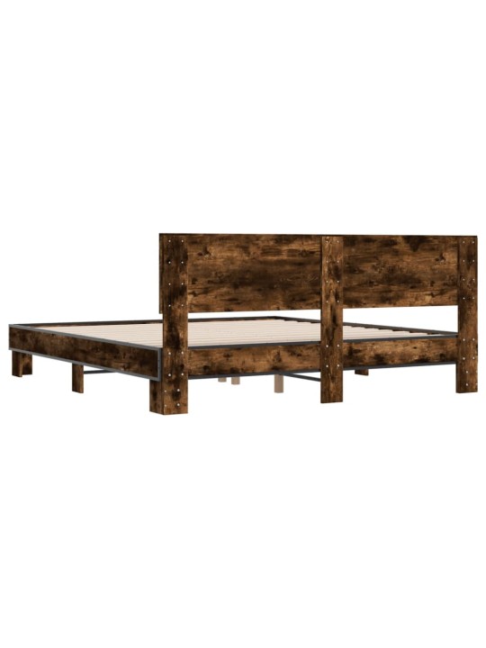 Rám postele kouřový dub 200 x 200 cm kompozitní dřevo a kov