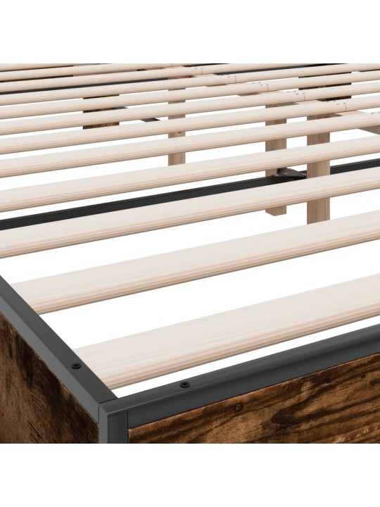 Rám postele kouřový dub 200 x 200 cm kompozitní dřevo a kov