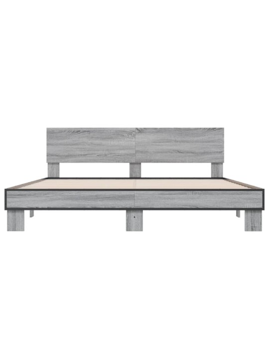 Rám postele šedý sonoma 200 x 200 cm kompozitní dřevo a kov