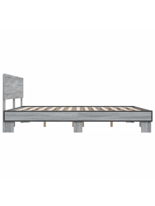 Rám postele šedý sonoma 200 x 200 cm kompozitní dřevo a kov