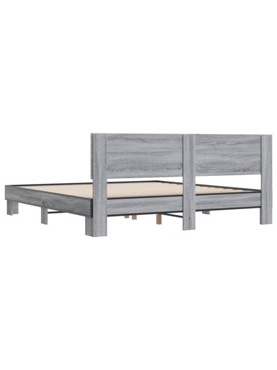 Rám postele šedý sonoma 200 x 200 cm kompozitní dřevo a kov