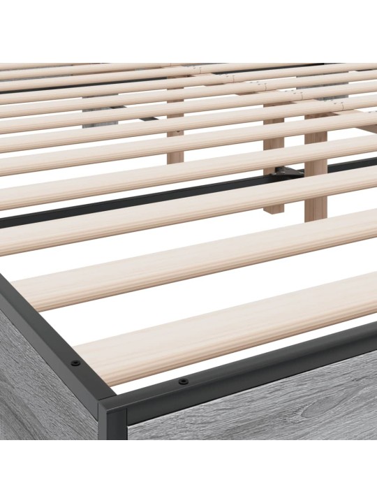 Rám postele šedý sonoma 200 x 200 cm kompozitní dřevo a kov