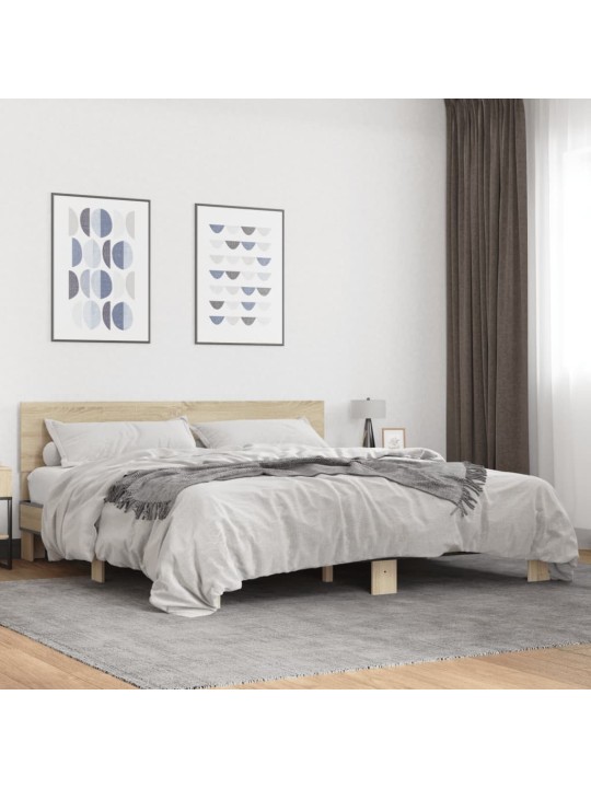 Rám postele dub sonoma 180 x 200 cm kompozitní dřevo a kov