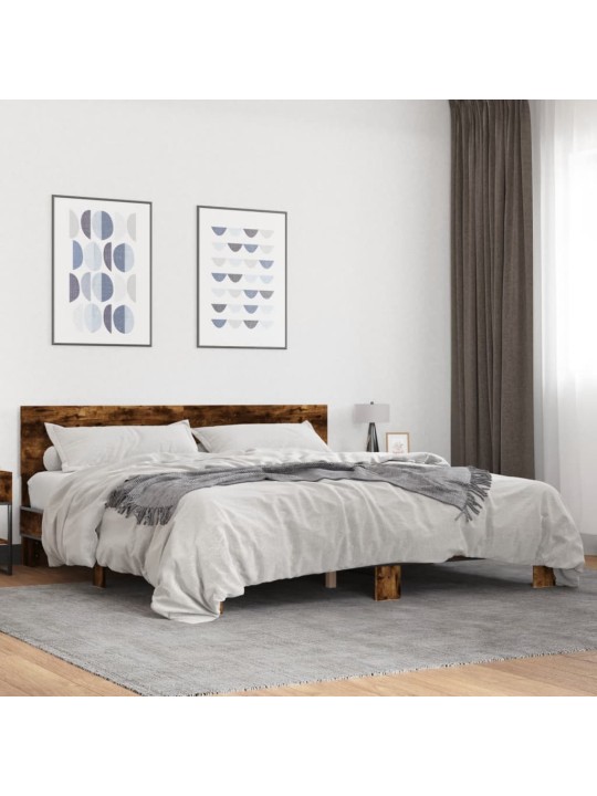 Rám postele kouřový dub 180 x 200 cm kompozitní dřevo a kov
