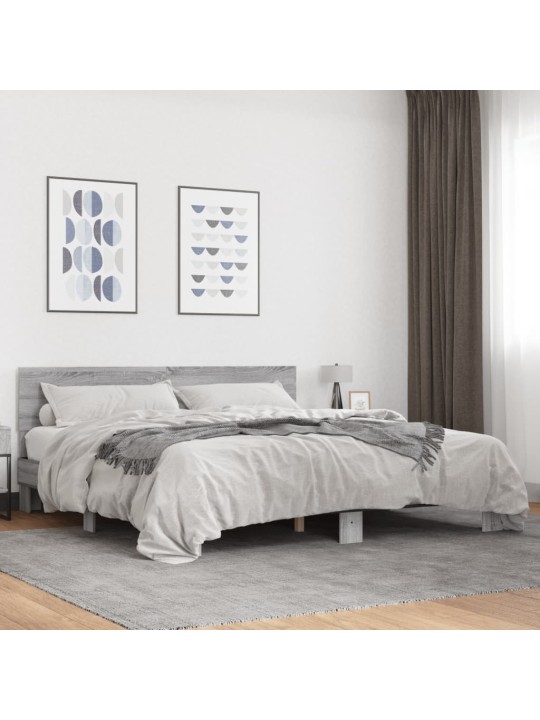 Rám postele šedý sonoma 180 x 200 cm kompozitní dřevo a kov