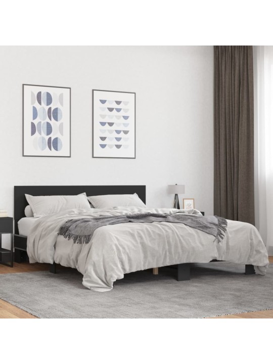 Rám postele černý 160 x 200 cm kompozitní dřevo a kov