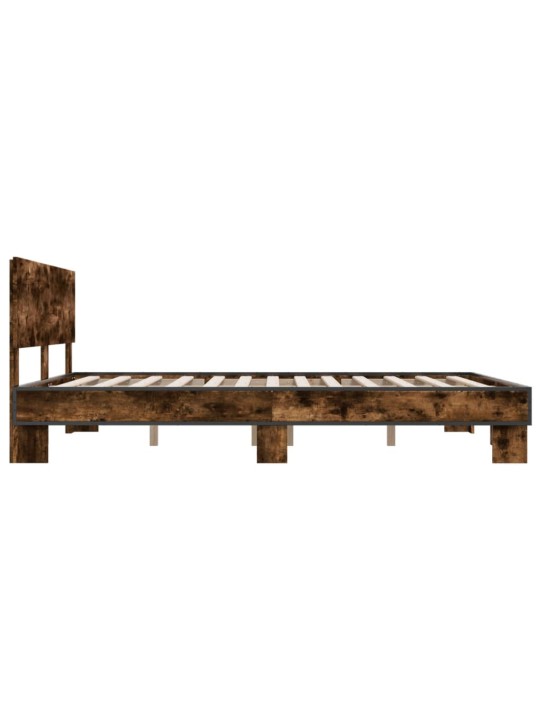 Rám postele kouřový dub 160 x 200 cm kompozitní dřevo a kov