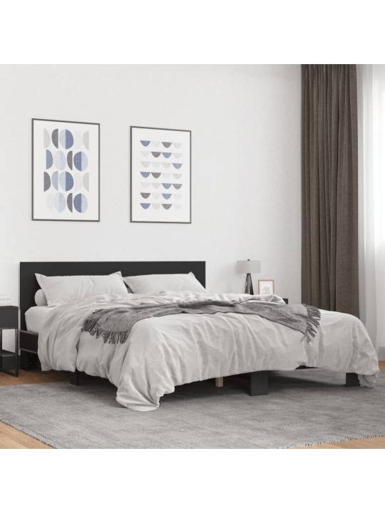 Rám postele černý 150 x 200 cm kompozitní dřevo a kov