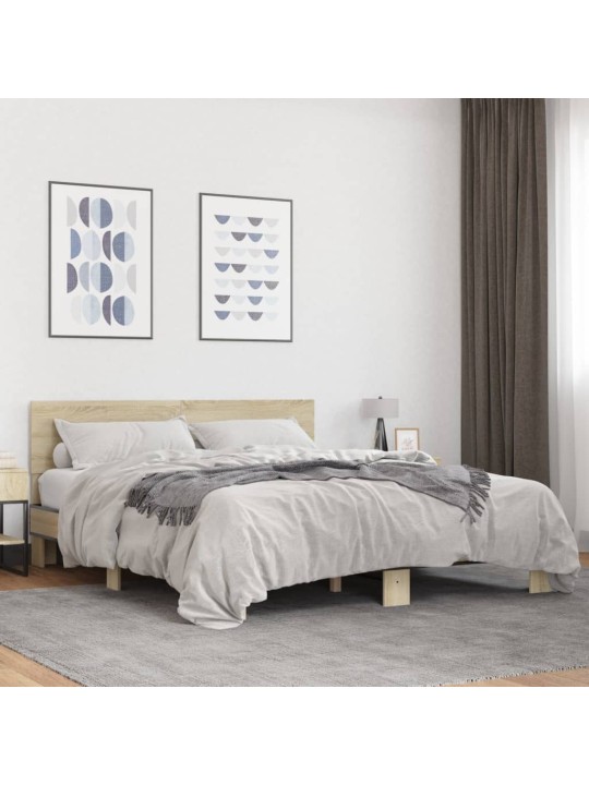 Rám postele dub sonoma 150 x 200 cm kompozitní dřevo a kov