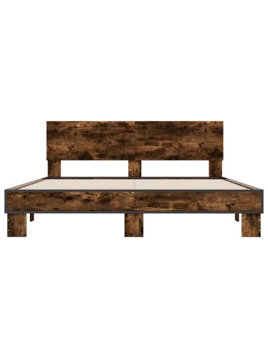 Rám postele kouřový dub 150 x 200 cm kompozitní dřevo a kov