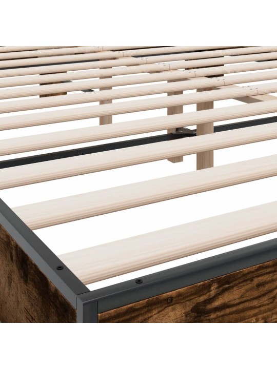 Rám postele kouřový dub 150 x 200 cm kompozitní dřevo a kov