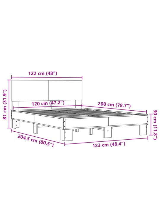 Rám postele černý 120 x 200 cm kompozitní dřevo a kov