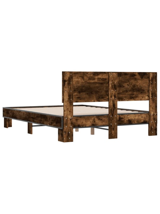 Rám postele kouřový dub 135 x 190 cm kompozitní dřevo a kov