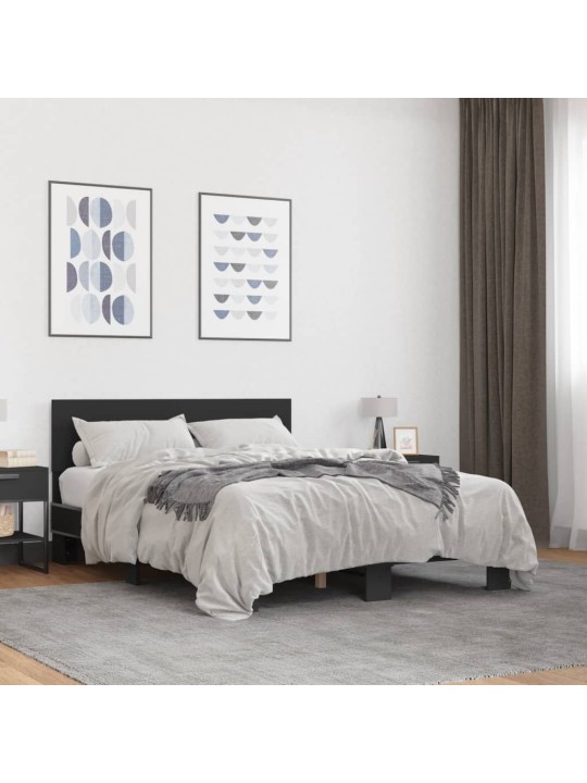 Rám postele černý 140 x 190 cm kompozitní dřevo a kov