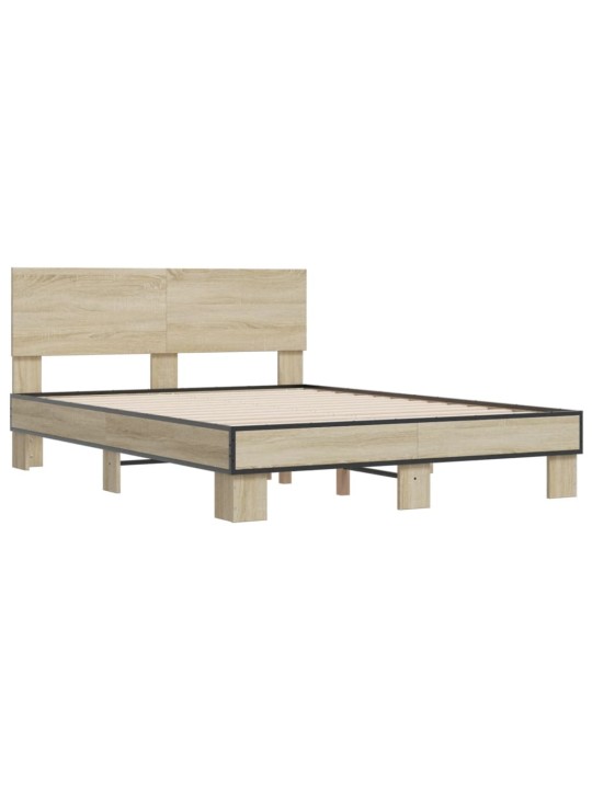 Rám postele dub sonoma 140 x 190 cm kompozitní dřevo a kov
