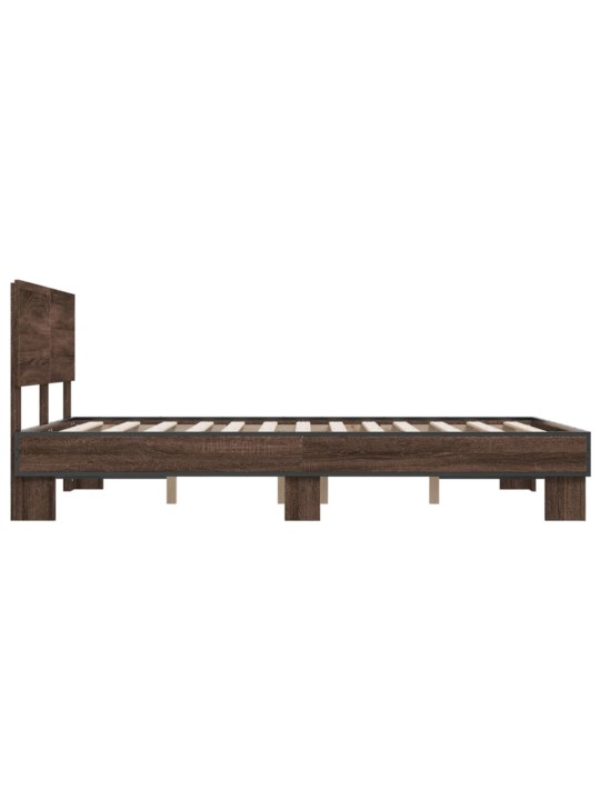 Rám postele hnědý dub 140 x 190 cm kompozitní dřevo a kov