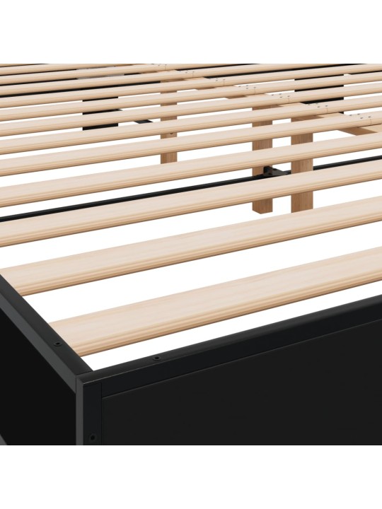 Rám postele černý 200 x 200 cm kompozitní dřevo a kov