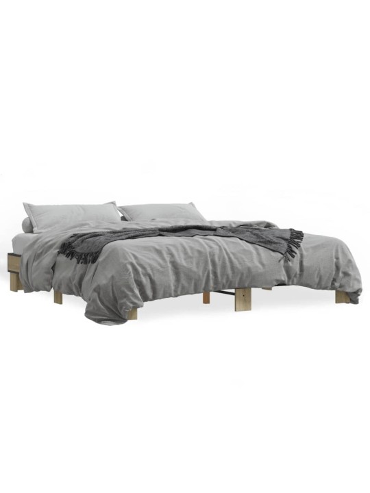 Rám postele dub sonoma 200 x 200 cm kompozitní dřevo a kov