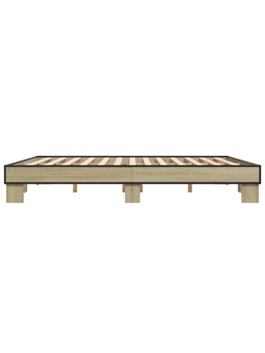 Rám postele dub sonoma 200 x 200 cm kompozitní dřevo a kov