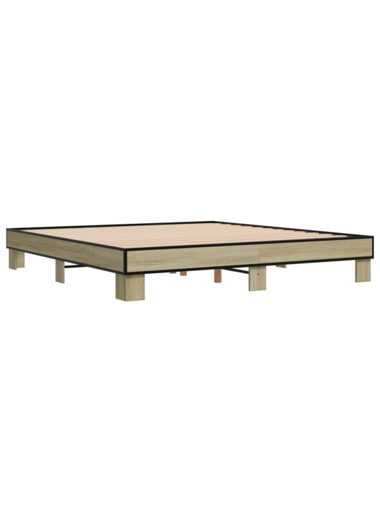 Rám postele dub sonoma 200 x 200 cm kompozitní dřevo a kov