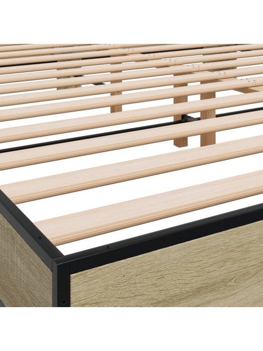 Rám postele dub sonoma 200 x 200 cm kompozitní dřevo a kov