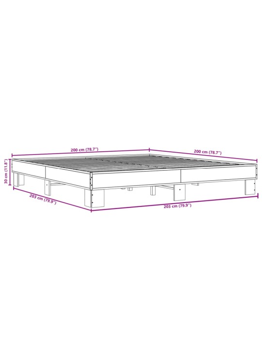 Rám postele dub sonoma 200 x 200 cm kompozitní dřevo a kov