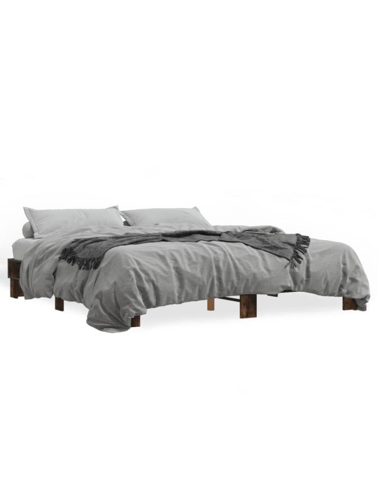 Rám postele kouřový dub 200 x 200 cm kompozitní dřevo a kov