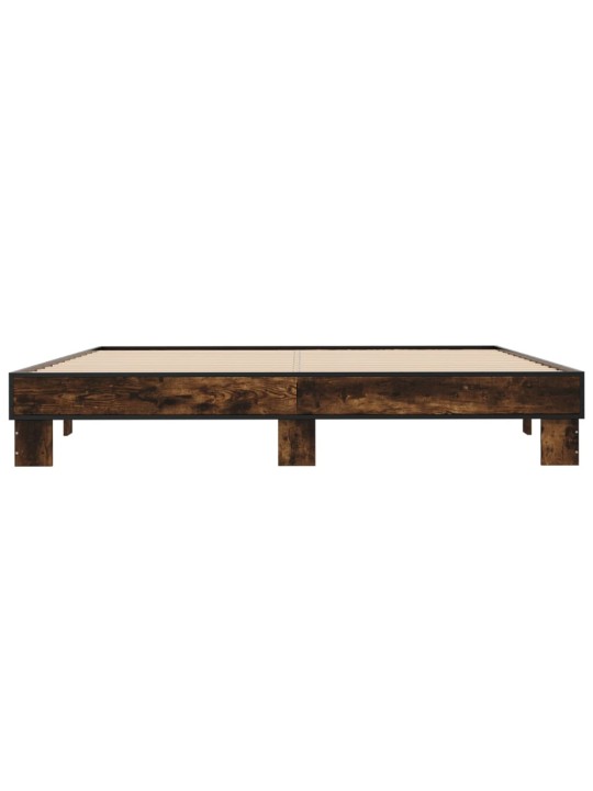 Rám postele kouřový dub 200 x 200 cm kompozitní dřevo a kov