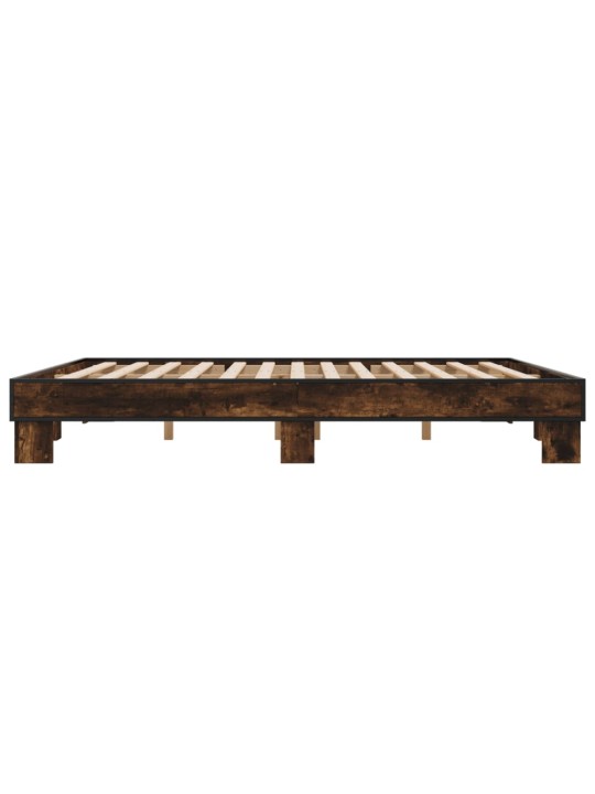 Rám postele kouřový dub 200 x 200 cm kompozitní dřevo a kov