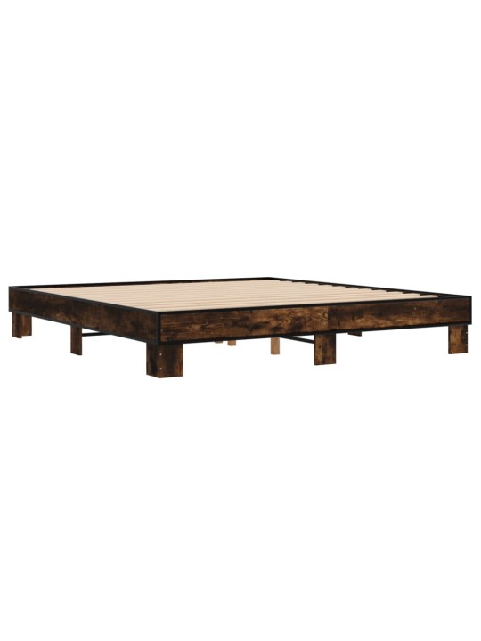 Rám postele kouřový dub 200 x 200 cm kompozitní dřevo a kov