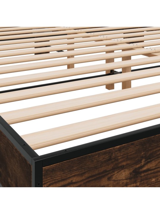 Rám postele kouřový dub 200 x 200 cm kompozitní dřevo a kov