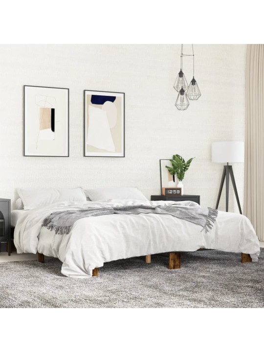 Rám postele kouřový dub 200 x 200 cm kompozitní dřevo a kov