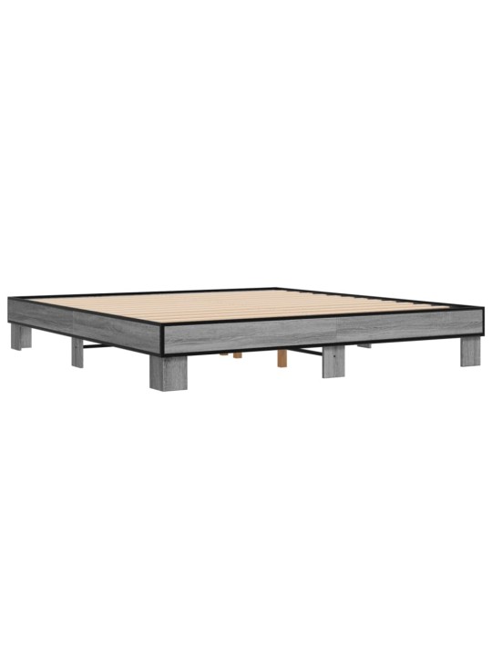 Rám postele šedý sonoma 200 x 200 cm kompozitní dřevo a kov