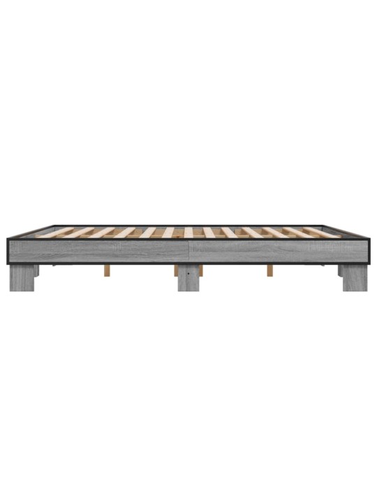 Rám postele šedý sonoma 200 x 200 cm kompozitní dřevo a kov