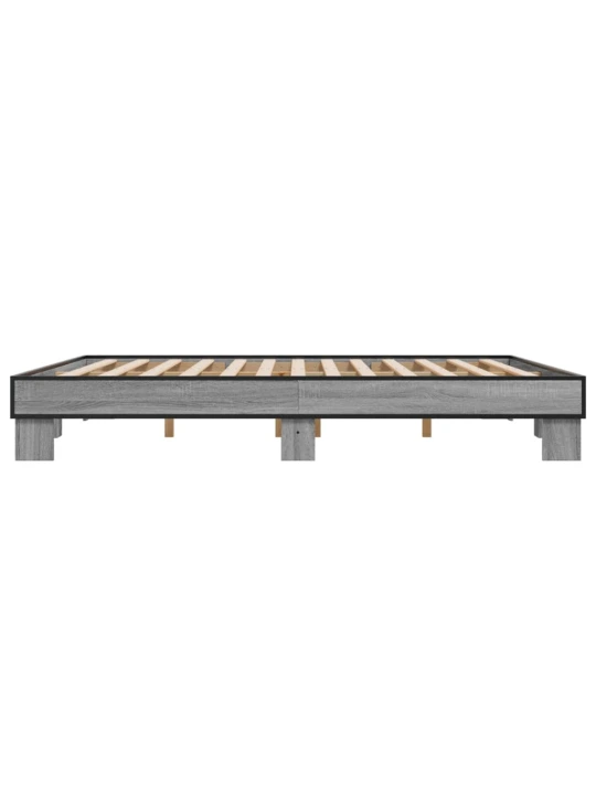 Rám postele šedý sonoma 200 x 200 cm kompozitní dřevo a kov