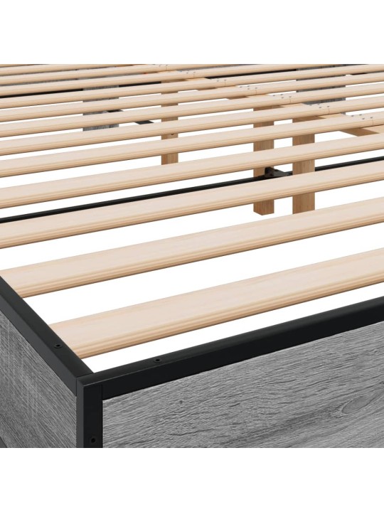 Rám postele šedý sonoma 200 x 200 cm kompozitní dřevo a kov