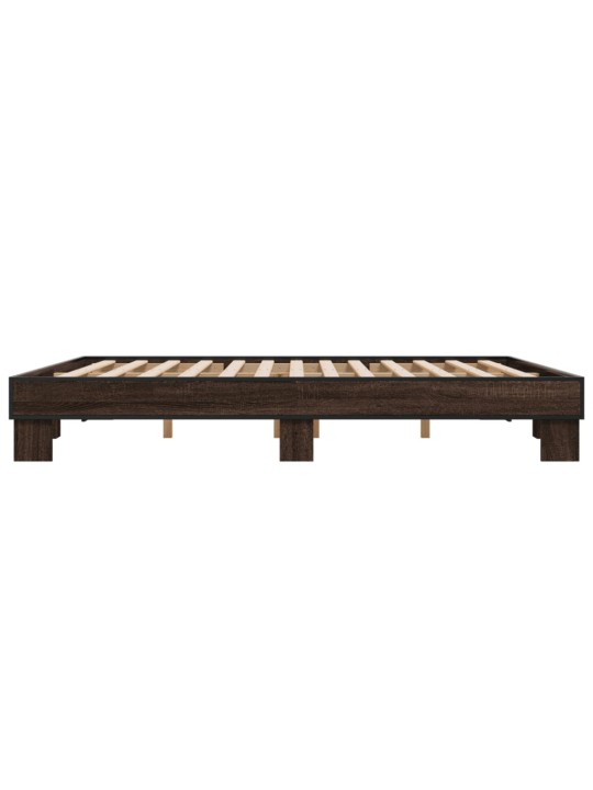 Rám postele hnědý dub 200 x 200 cm kompozitní dřevo a kov
