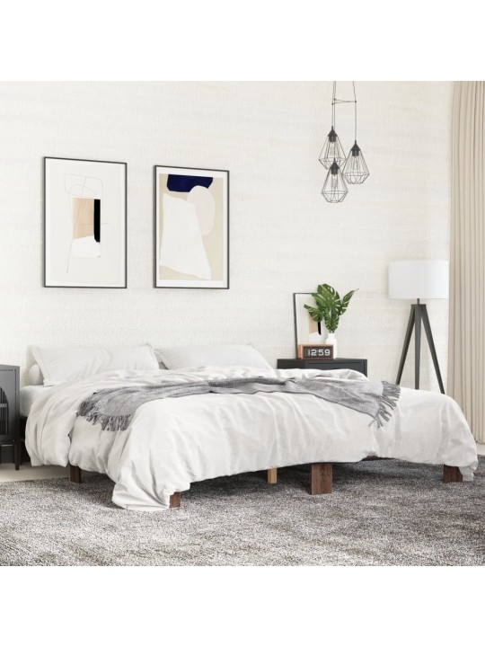 Rám postele hnědý dub 180 x 200 cm kompozitní dřevo a kov