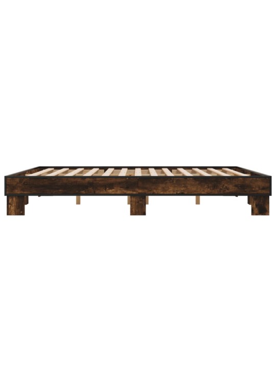 Rám postele kouřový dub 160 x 200 cm kompozitní dřevo a kov